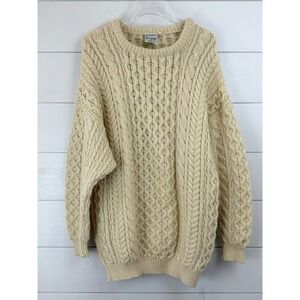 VINTAGE Cladyknit Cable Knit Sweater Women XXL 100% Wool Irish Aran Fisherman